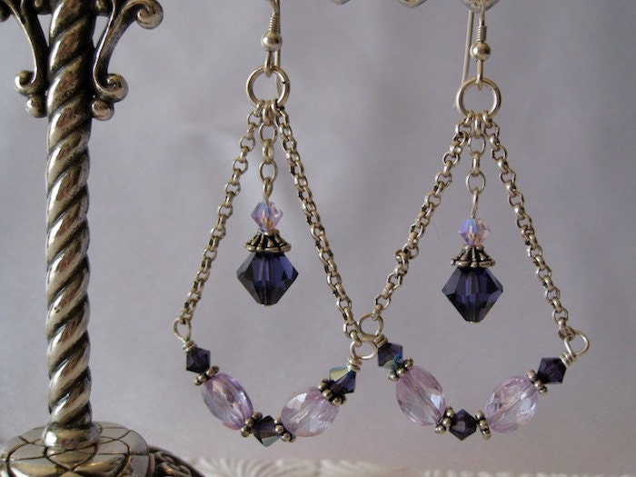 Sterling Silver, Swarovski Crystal and Cubic Zirconia Chandelier Earrings for Women. OOAK Handmade Sterling Silver Jewelry For Her on Etsy