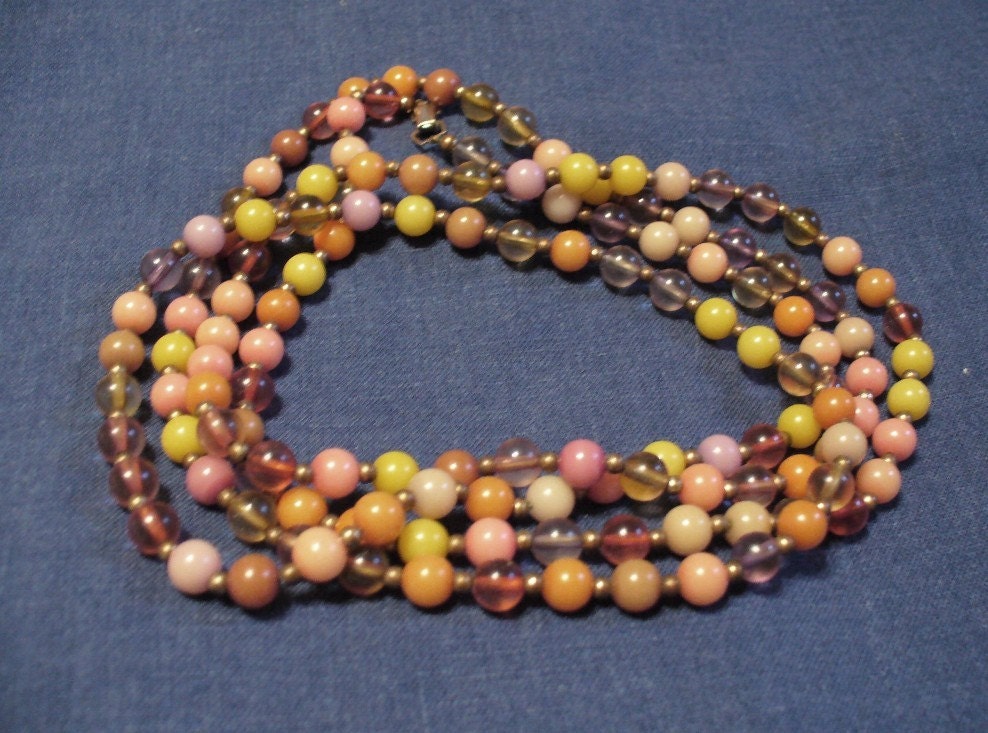 Etsy-Vintage Costume Jewelry - Vintage 1950's Rope Necklace - Costume Jewelry - Multi-Color Rope Necklace - Necklace