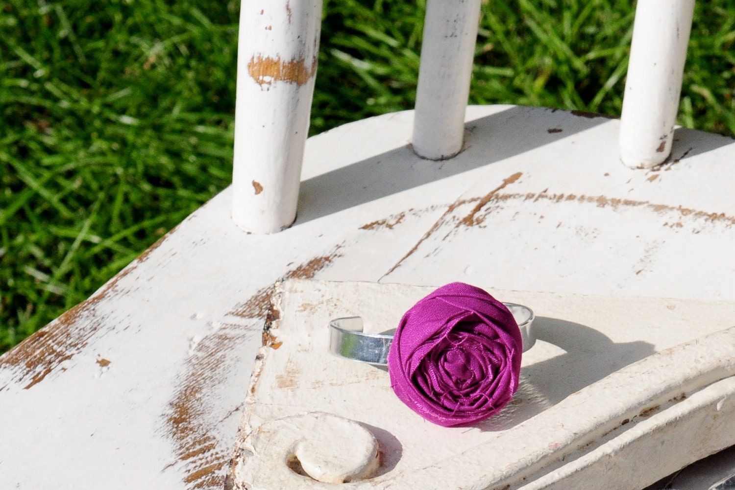 Berry Fig Rosette Metal Cuff Bracelet