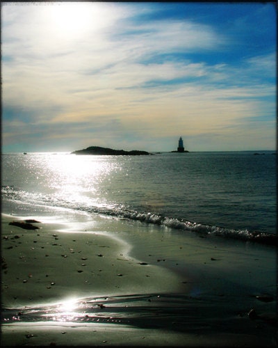 Sakonnet Point Lighthouse - 3, Little Compton RI - 8x10 Photographic Metallic Print photograph great gift for men and women