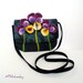 Wet Felted Pansy FLOWER  Clutch Purse  violets, handmade, OOAK,  Ready to Ship