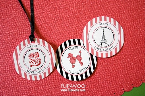 Paris Themed Party Tags/Circles and Labels by FLIPAWOO - Customized Printable