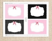 Paris Blank Food or Candy Name/Label Cards by FLIPAWOO - A Night in Paris Collection - Customized Printable File
