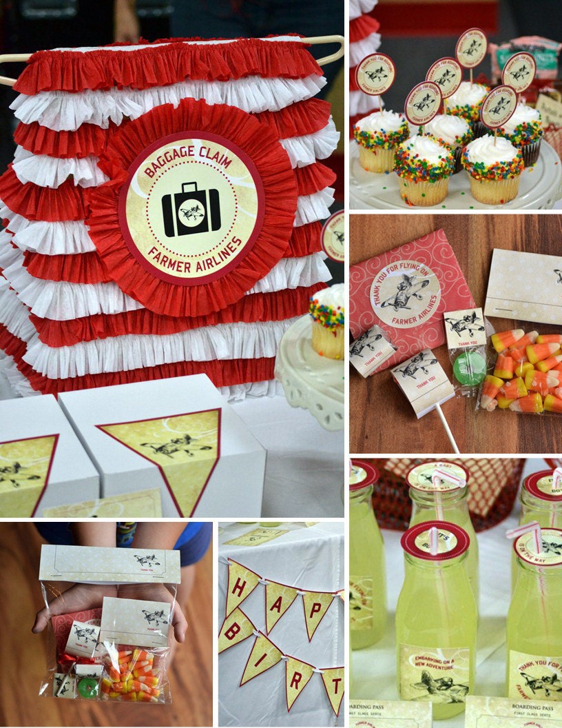 Vintage Airplane Party Premium Set by FLIPAWOO - Customized Printable Files