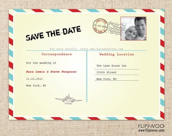 Postal Postcard Invitation by FLIPAWOO - Customized Printable File