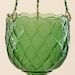 Vintage Green Diamond Pattern Glass Beaded Hanging Candle Holder or Bird Feeder