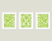 Abstract Flower Digital Print Set Green Wall Art Modern Home Decor Spring - Lace