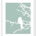 Birds and Branches Digital Print Set - Green Seafoam Pastel - Rustic Modern Woodland Home Decor