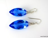 LP 461  Marquise Cut Swiss Blue Topaz One Of A Kind Earrings     " One Of A Kind "