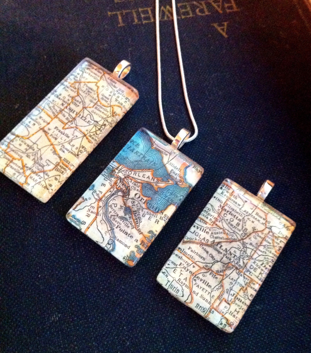 Large Vintage Map Pendant