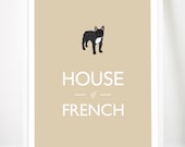 French Bulldog print art poster illustration typography frenchie drawing