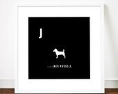 Jack Russell print poster art illustration silhouette terrier typography alphabet
