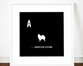 American Eskimo print poster art illustration Spitz typography alphabet