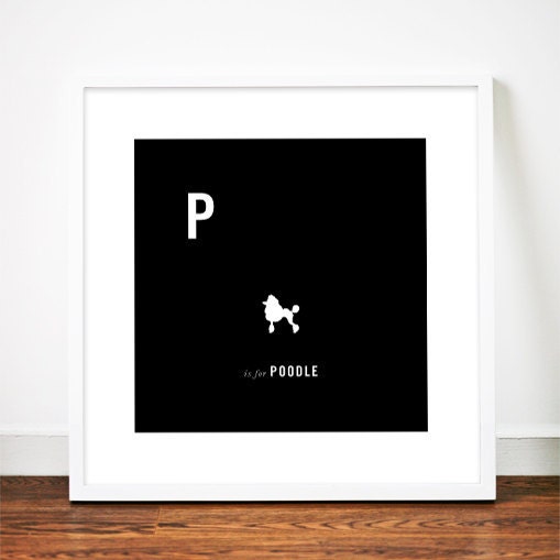 Poodle print art illustration typographic silhouette dog typography alphabet