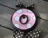 Hairbow Holder - WHIMSICAL DOTTIE Design - Medium - Handpainted and Personalized Bow Holder
