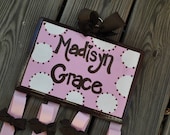 Bow Holder - WHIMSICAL DOTTIE Design - Large - Handpainted and Personalized HairBow Holder