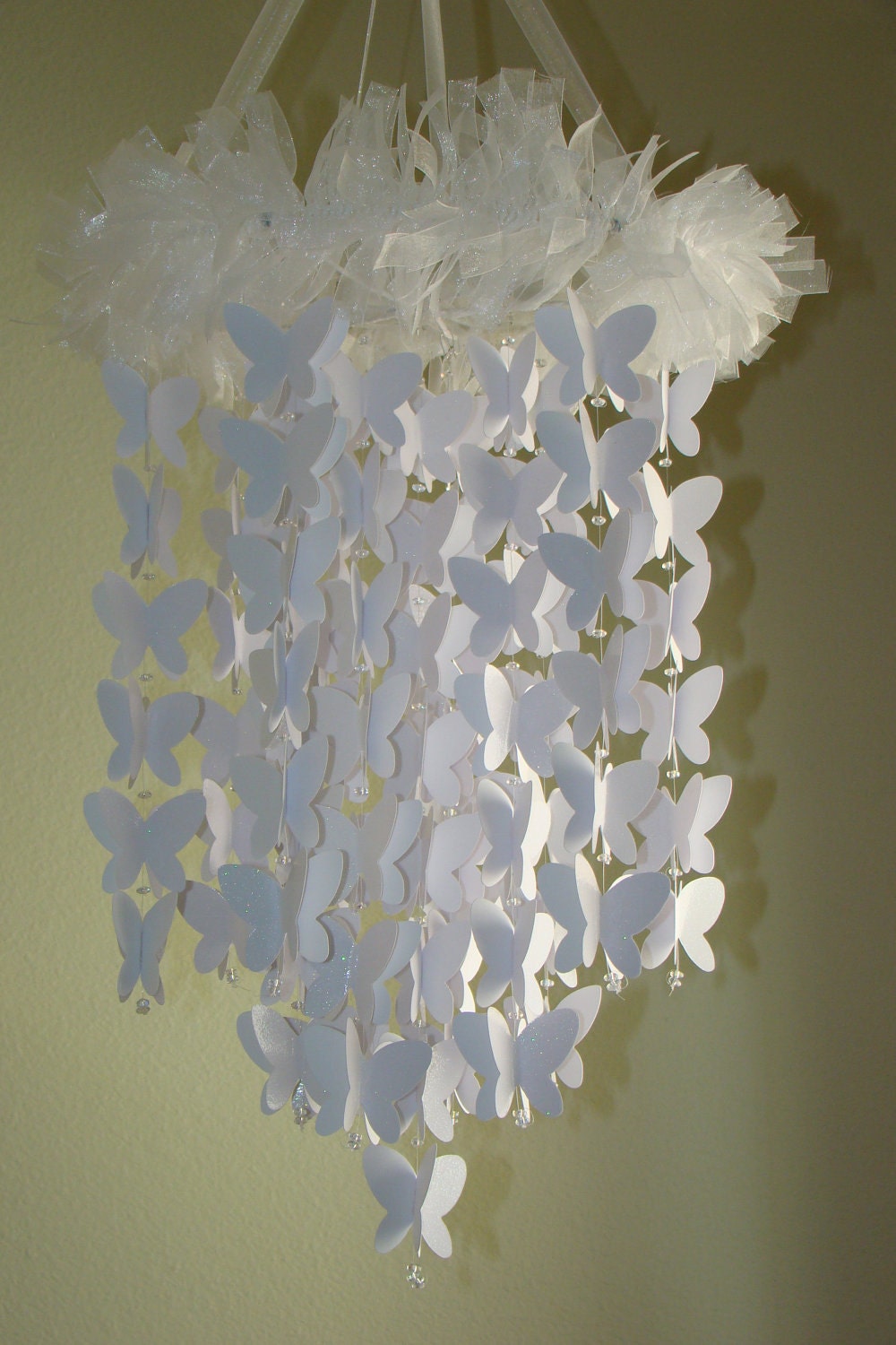 Extra Long White Sparkle Butterfly Baby Mobile