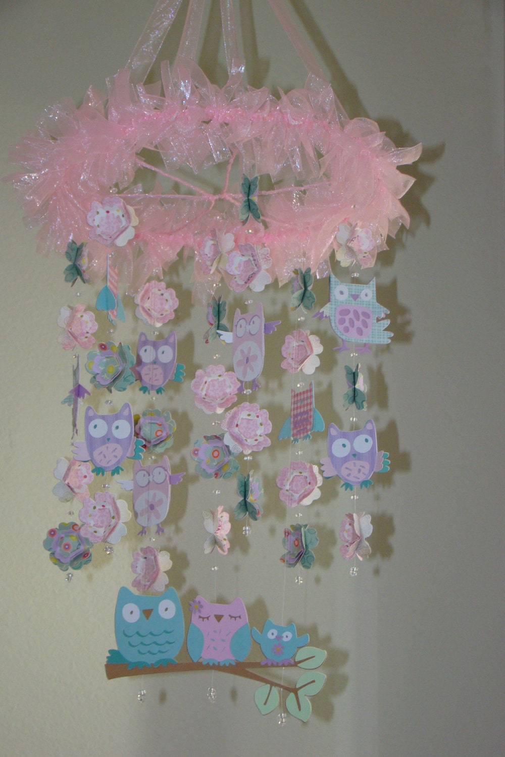Owl and Flower Baby Mobile