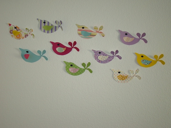 3D Wall Art Decor Pretty Birds Adhesive Included