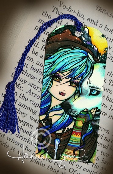 MINI Bookmark Vampire & Wolf Fantasy Art by Hannah Lynn