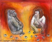 Angel Art - Animal Art - Art Prints - Fine Art Print - Angel/ Gorilla Art Print  "Erik" 11x14