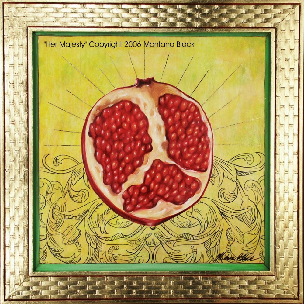 Fruit Art Print - Art Prints - Fine Art Prints - Pomegranate Art  Print 16x20 "Her Majesty"
