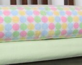 Pink Green and Yellow Dot Flannel Blanket Bundle, 2 yards