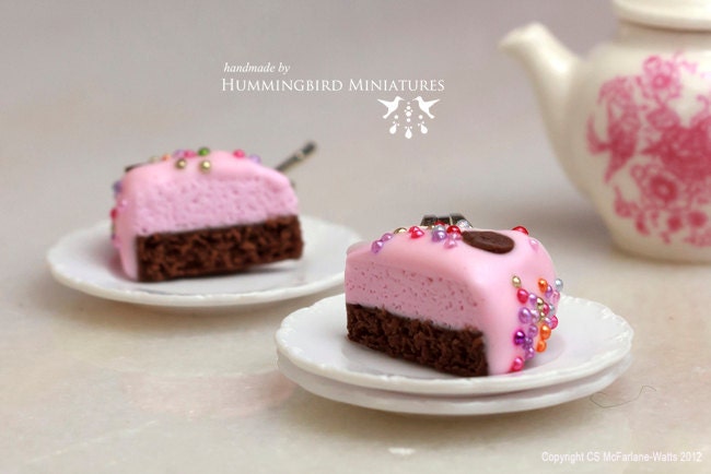 SALE - Birthday Cake Slice - Stud (Post) Earrings