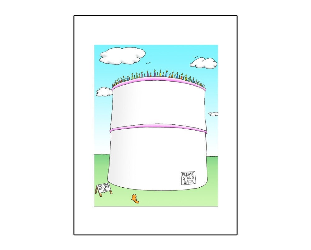Big Cake with Cat - Birthday Card