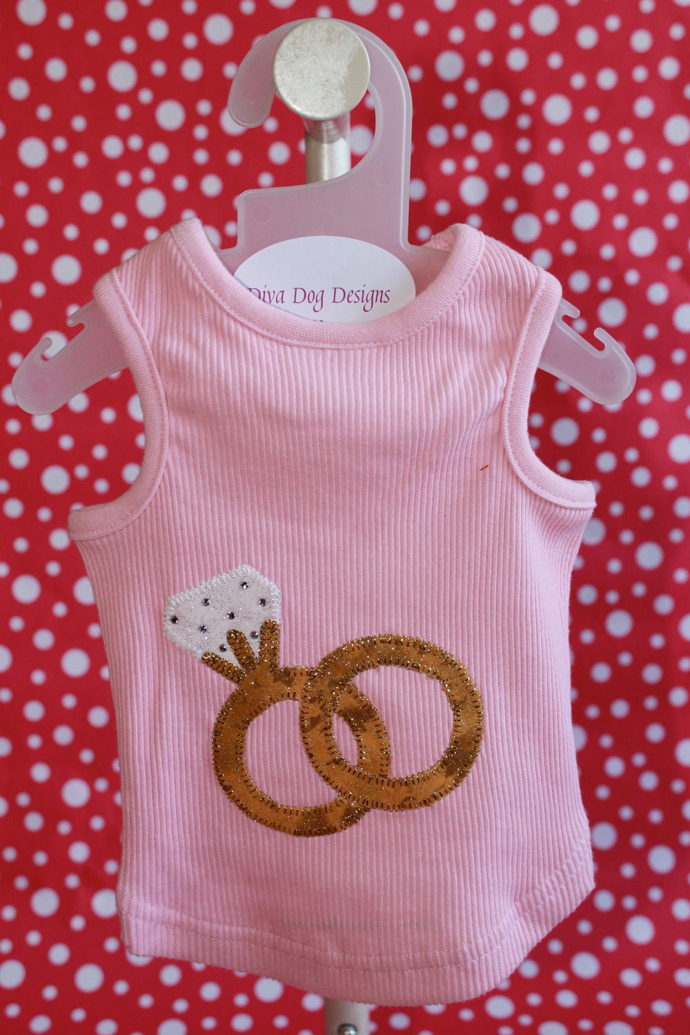 LIght Pink XS Ribbed Tank with Appliqued Engagement & Wedding Ring