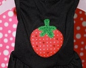 XS Black Dress with Appliqued Strawberry