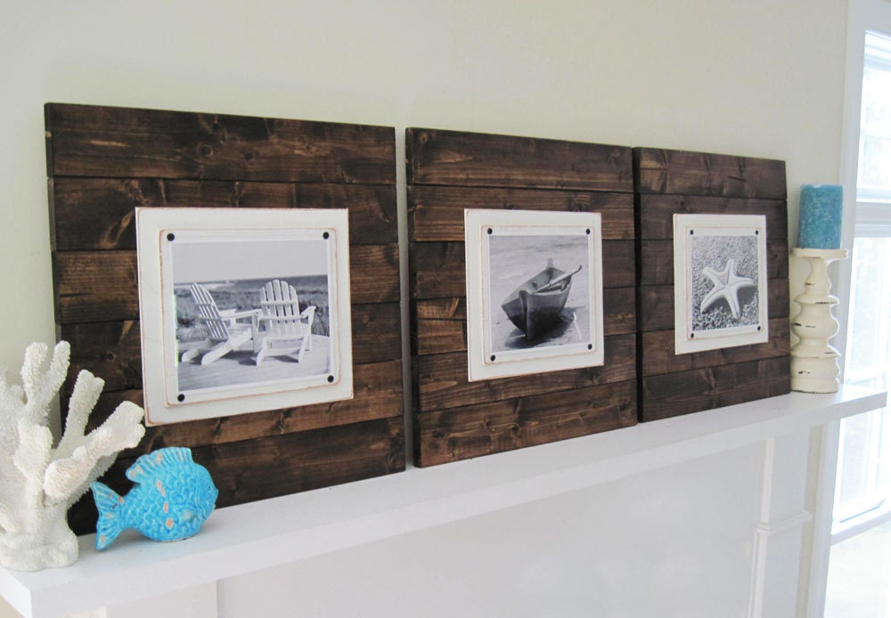 Set of 3 Xtra Large Dark Stained Plank Frames for 8x10