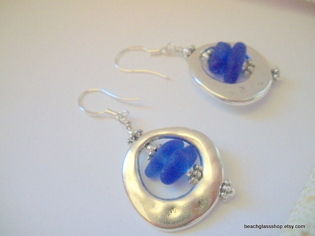 Sea Glass Blue Beachglass Earrings