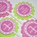 12 Cupcake Toppers 1st Birthday - Pink, Lime Green and White Polkadots