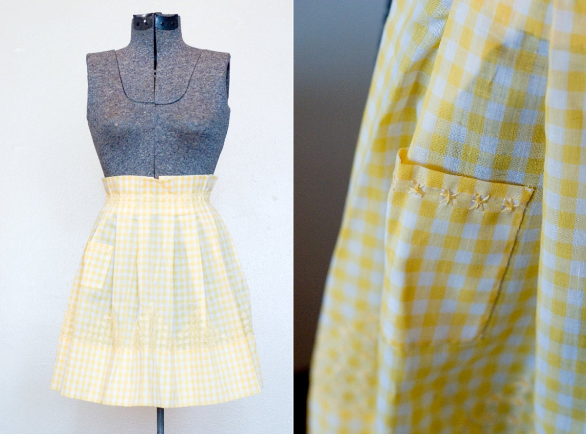 Vintage Apron in Sunshine Yellow Gingham