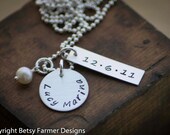 New Baby Jewelry - Personalized Sterling Silver Necklace - For Mom - Birthdate - Custom