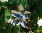 5 Spoon Recycled Flower Garden Stake Art Sculpture