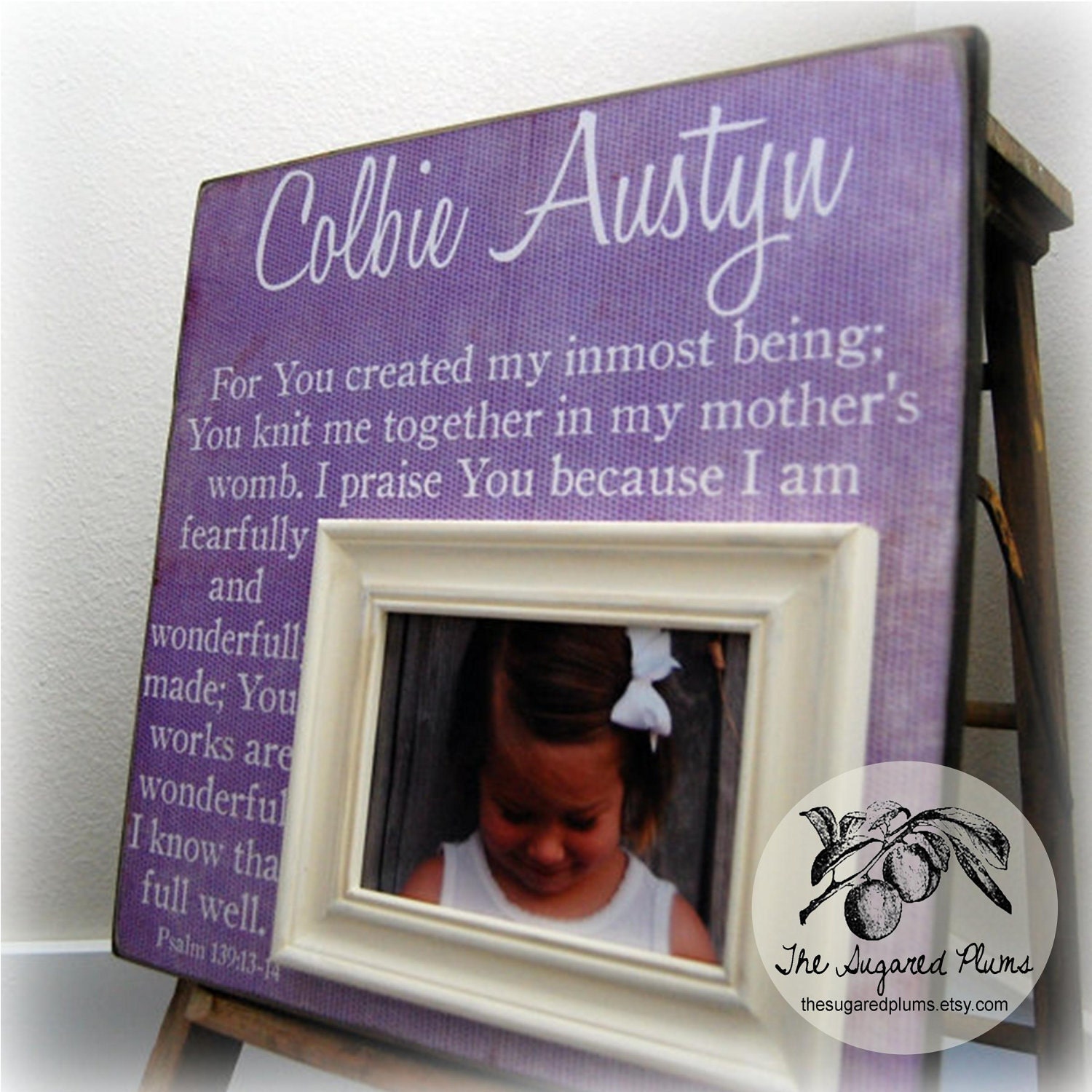 Baby Frame Personalized Picture Frame Custom 16x16 Baby Shower Dedication Baptism Christening First Birthday Gift Godparents Little Girl