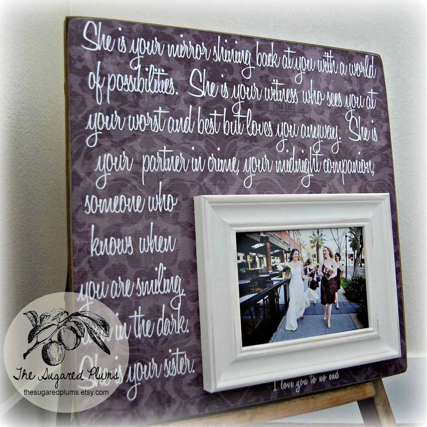 Sister Gift, Bridesmaid Gift,  Best Friend Gift, Maid of Honor Gift, Personalized Picture Frame16x16 SHE Is YOUR MIRROR