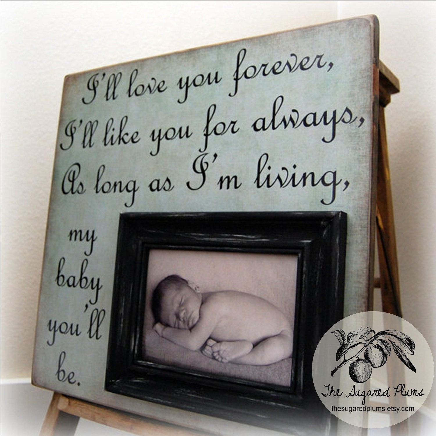 Picture Frame Personalized Picture Frame 16x16 I'll LOVE YOU FOREVER Baptism Christening First Birthday Gift Godparents The Sugared Plums