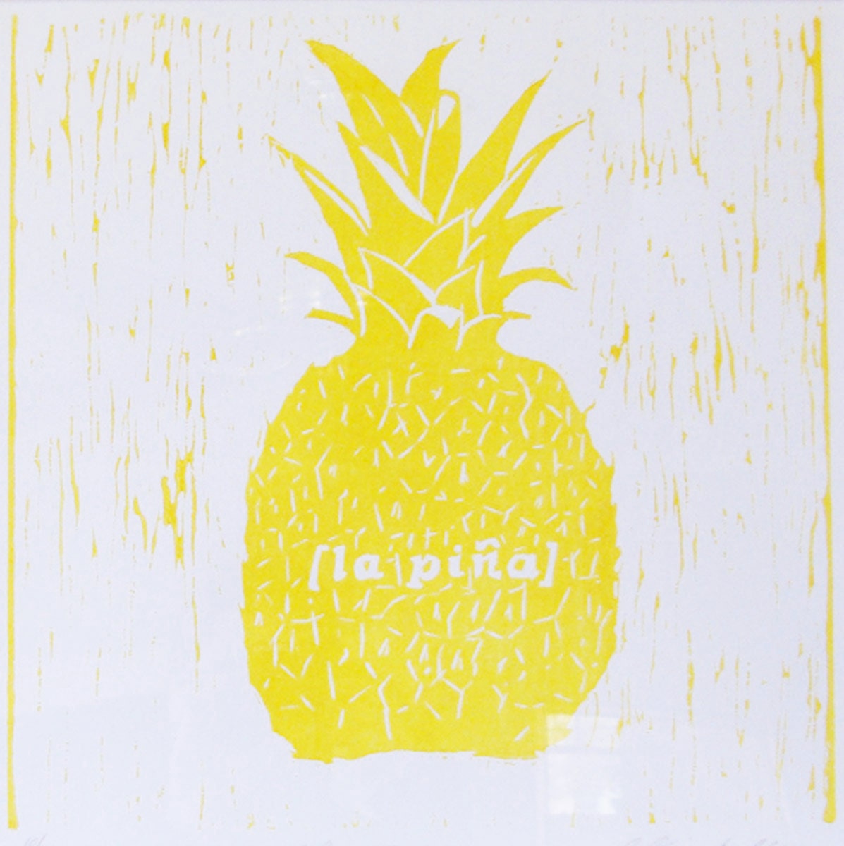 Golden Pineapple Woodcut: La Pina