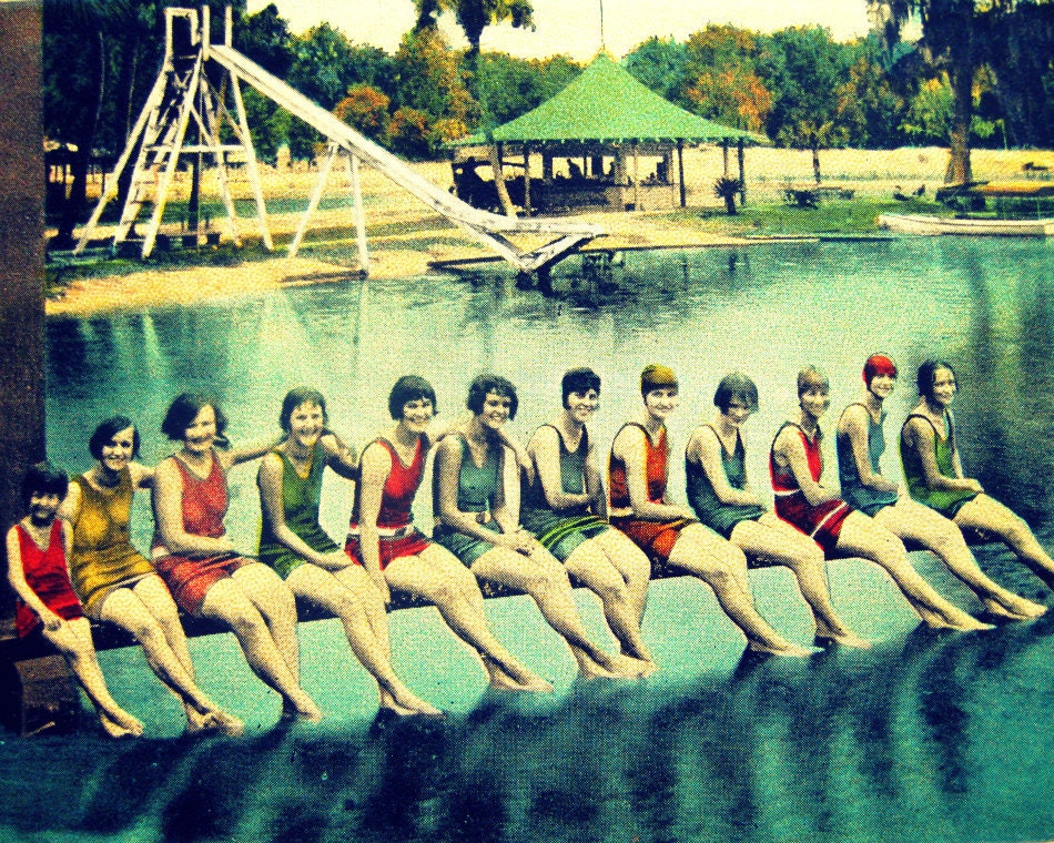 Vintage Florida beach decor art photo WATER NYMPHS 11x14 summer swim girls print 1920s beach lover gift Nostalgia