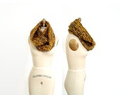 50% OFF SALE - infinity scarf - crocheted chunky - mustard brown - Ready Handmade by dslookkin on Etsy