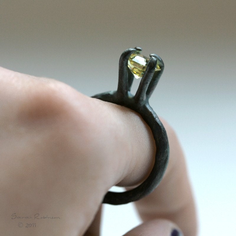 T19 Organic Bezel ring with Yellow Zirconia