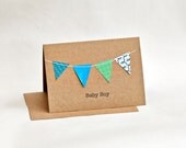 New Baby Boy Card -  Green and Blue Bunting