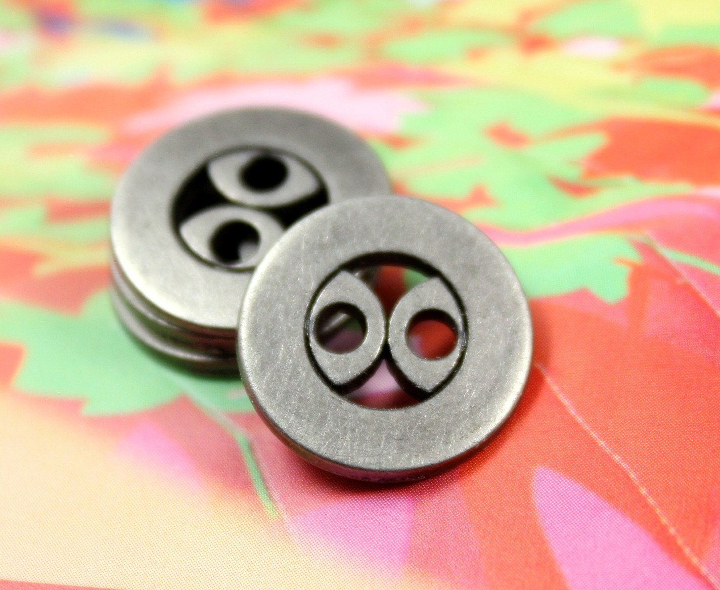 Double Arc Design 2 holes gunmetal buttons,  0.59 inch, 10 pcs