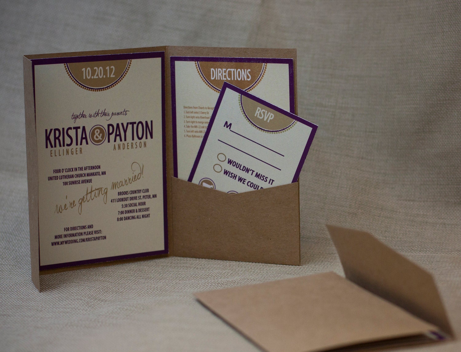 Pocket Envelopes for your Ginger P Wedding Invitations, available in many colors- as always, FREE SHIPPING