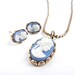 Cameo Necklace & Earring Set - Vintage Demi Parure Gold Tone Costume Jewelry / Blue Cameos