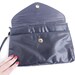 Vintage Navy Blue Clutch - Retro Faux Leather Vegan Wristlet / Bow Bag
