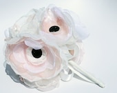 Wedding Bouquet Ivory Blush and Black Anemone Alternative Ready to Ship